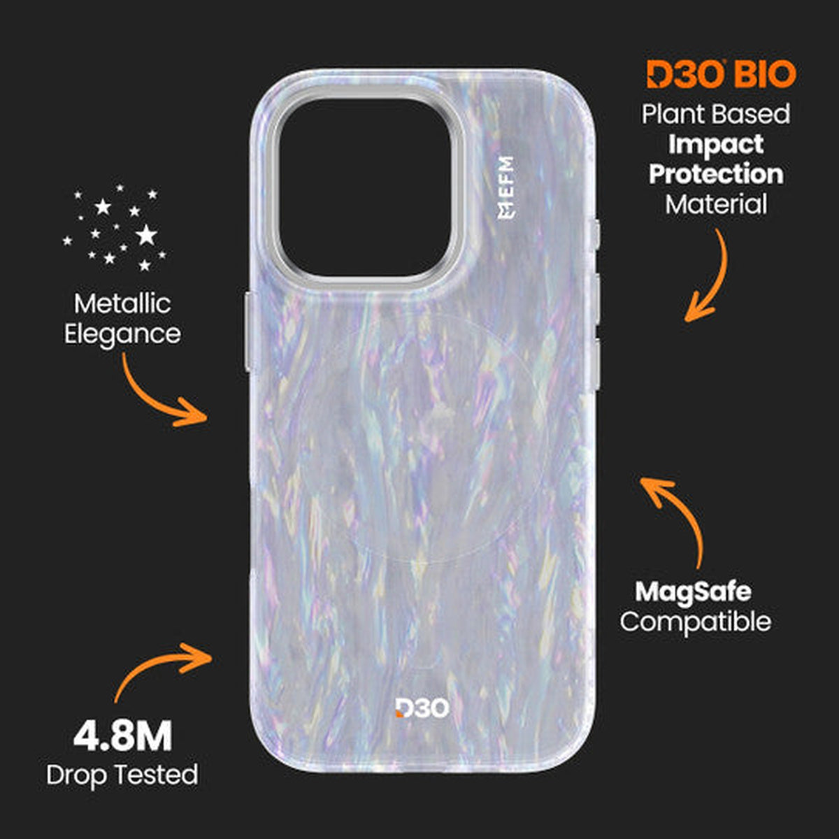 EFM Volta D3O Case for iPhone 16 Pro Max - Mother of Pearl - EFCVTAE612PEA