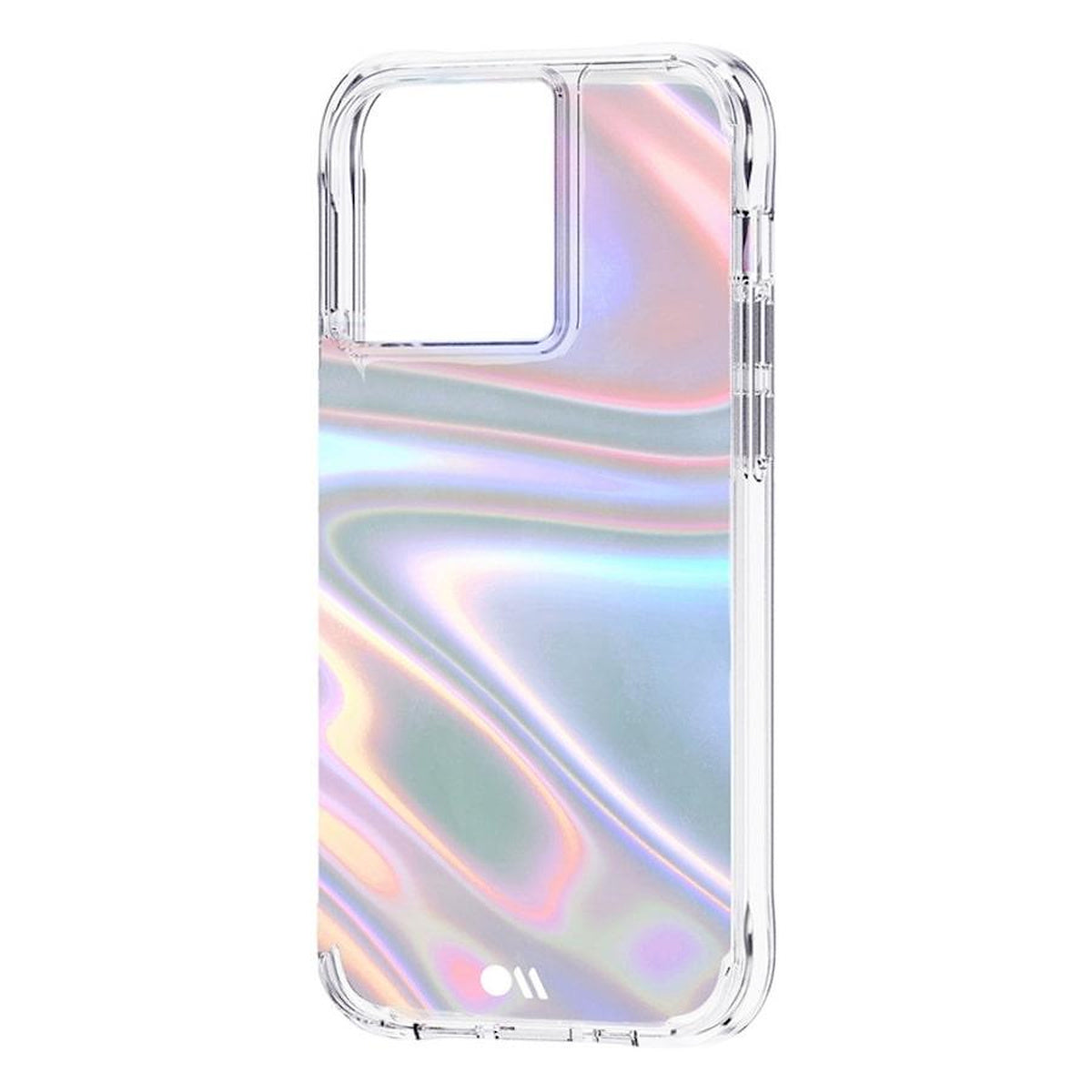 Case-Mate Soap Bubble iPhone 13 Pro case, angled view showing clear edges