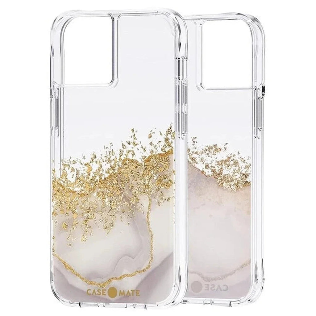Case-Mate Karat Marble CM046776 iPhone 13 case showing both sides