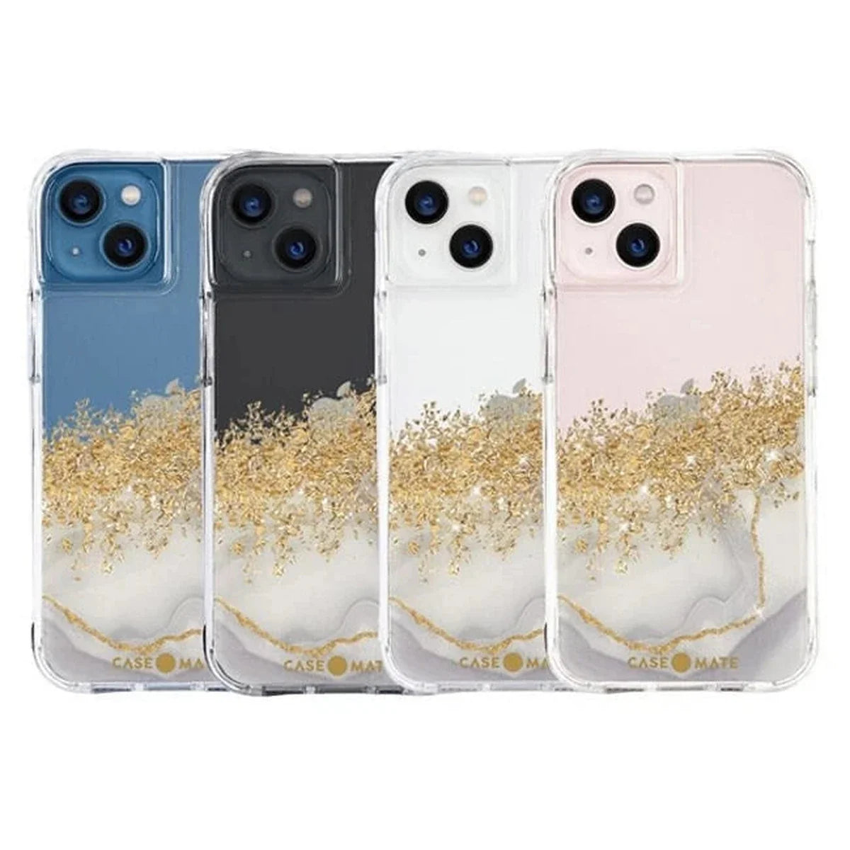 The same Case-Mate Karat Marble CM046776 case shown on four iPhone 13 colours