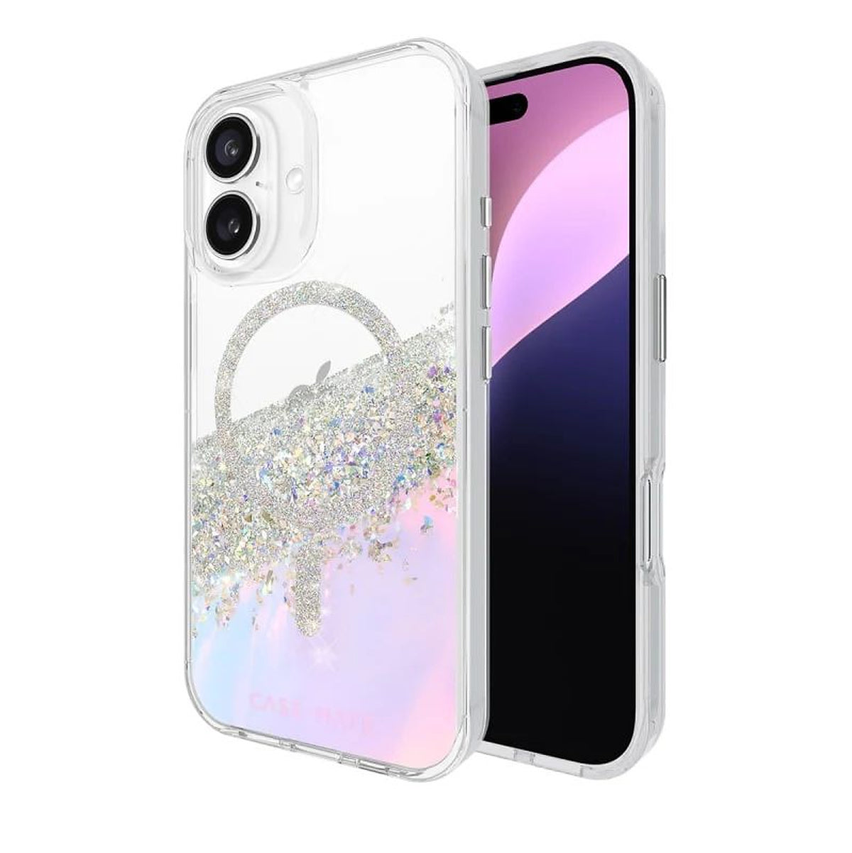 Case-Mate CM054714 Karat MagSafe iPhone 16 case in holographic, front and rear views