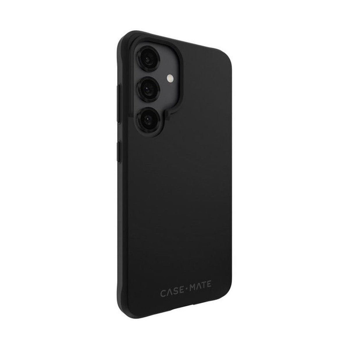 Case-Mate Tough Black Samsung Galaxy S25 case, angled rear view showing buttons