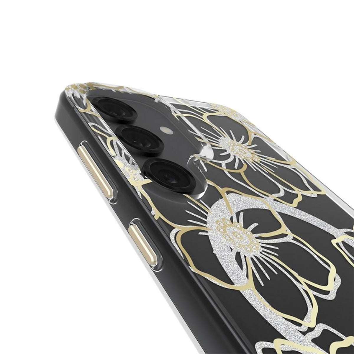 Case-Mate Floral Gems Galaxy S25 case, close-up of floral detail and camera surround
