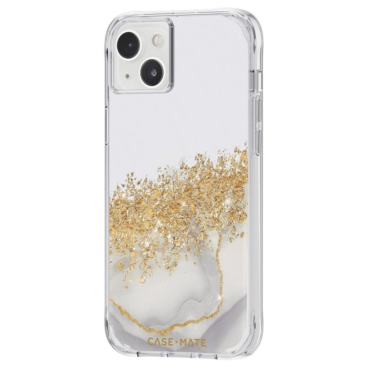 Case-Mate Karat Marble iPhone 14 Plus case in White Marble, right rear angle