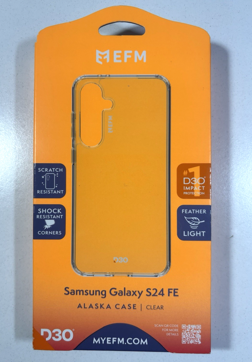 EFM Alaska Clear case for Samsung Galaxy S24 FE in original retail packaging