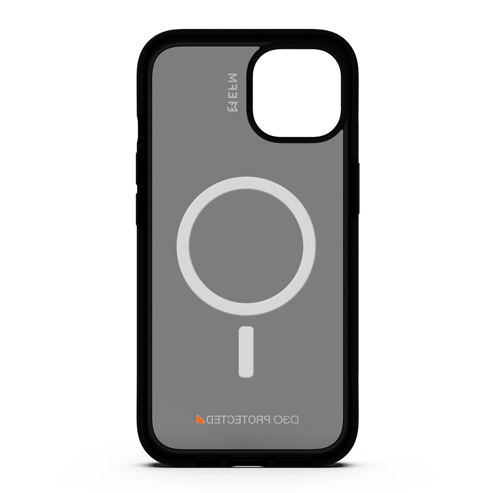 Interior view of the EFM Alta D3O Crystalex iPhone 14 Plus Smoke Black case