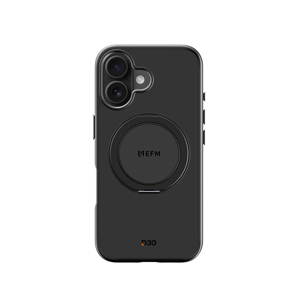 EFM Alta D3O Bio Black case EFCTAAE610BLA fitted to iPhone 16 Plus, rear view