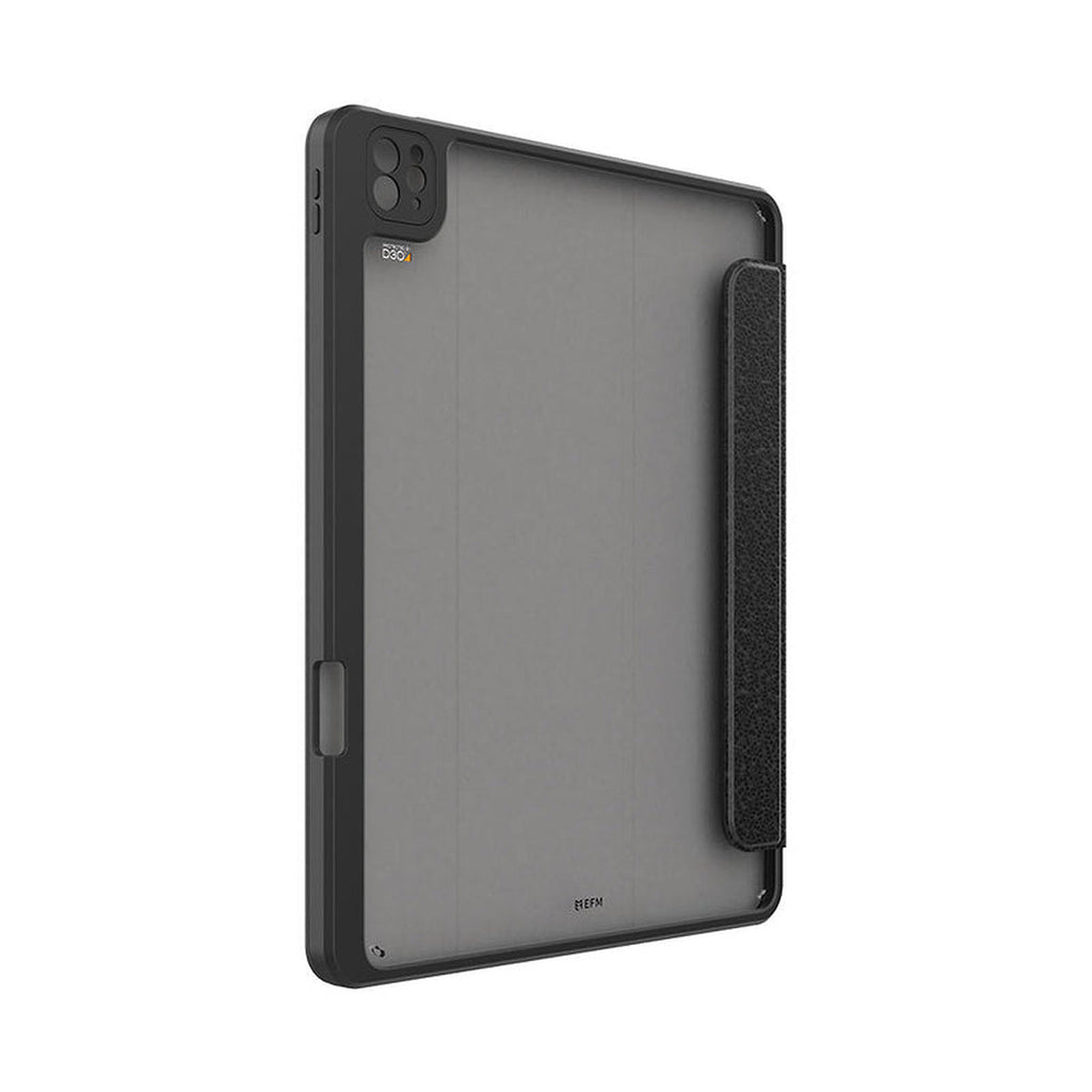 EFM Aspen Folio Case Armour for iPad Pro 12.9-inch in black – Rear panel and camera protection, angled view