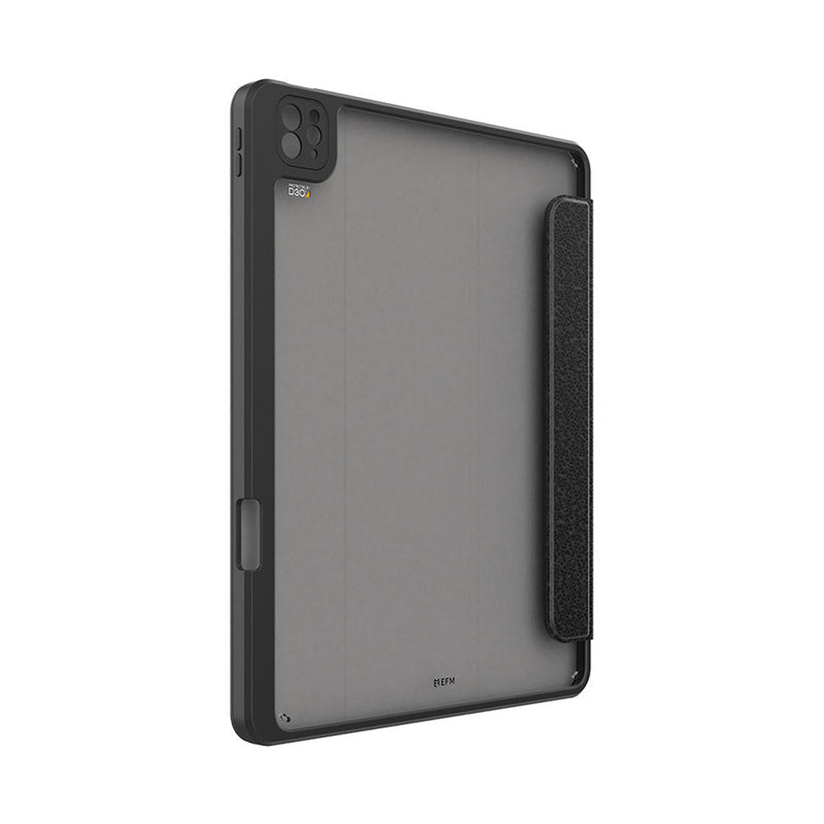 EFM Aspen Folio Case Armour for iPad Pro 12.9-inch in black – Rear panel and camera protection, angled view