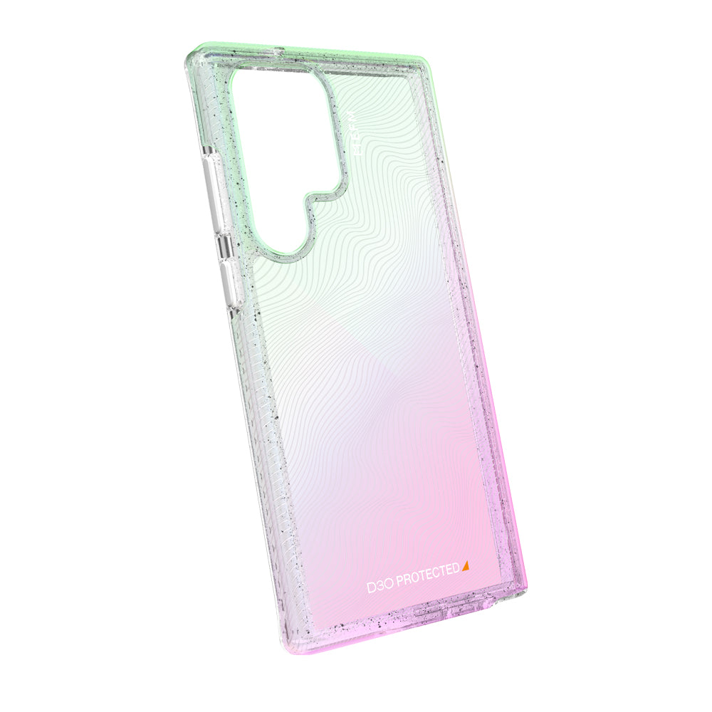 EFM Aspen Galaxy S23 Ultra Glitter Pearl case showing its iridescent finish from another angle