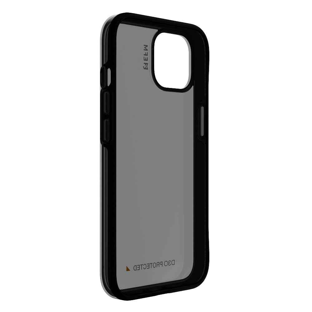 EFM Aspen Pure Black iPhone 14 Plus case viewed at an angle from inside