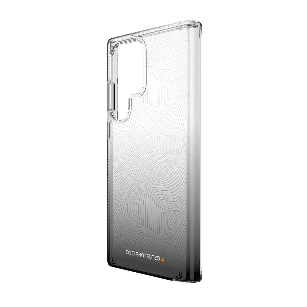 EFM Aspen D3O Crystalex Samsung Galaxy S23 Ultra case in Black Gradient, rear angle view