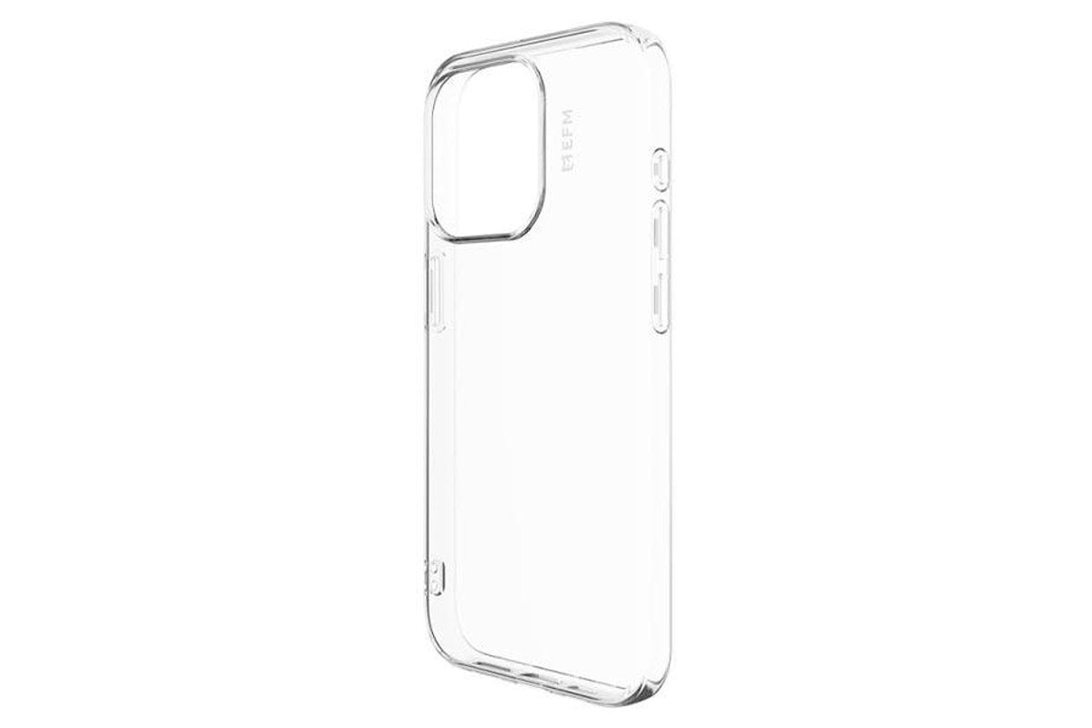 EFM Baltoro clear iPhone 15 Pro Max case, angled rear view