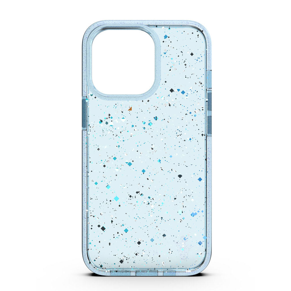 EFM Bio+ Pau case for iPhone 12 Pro Max and 13 Pro Max, clear blue back with shell flecks