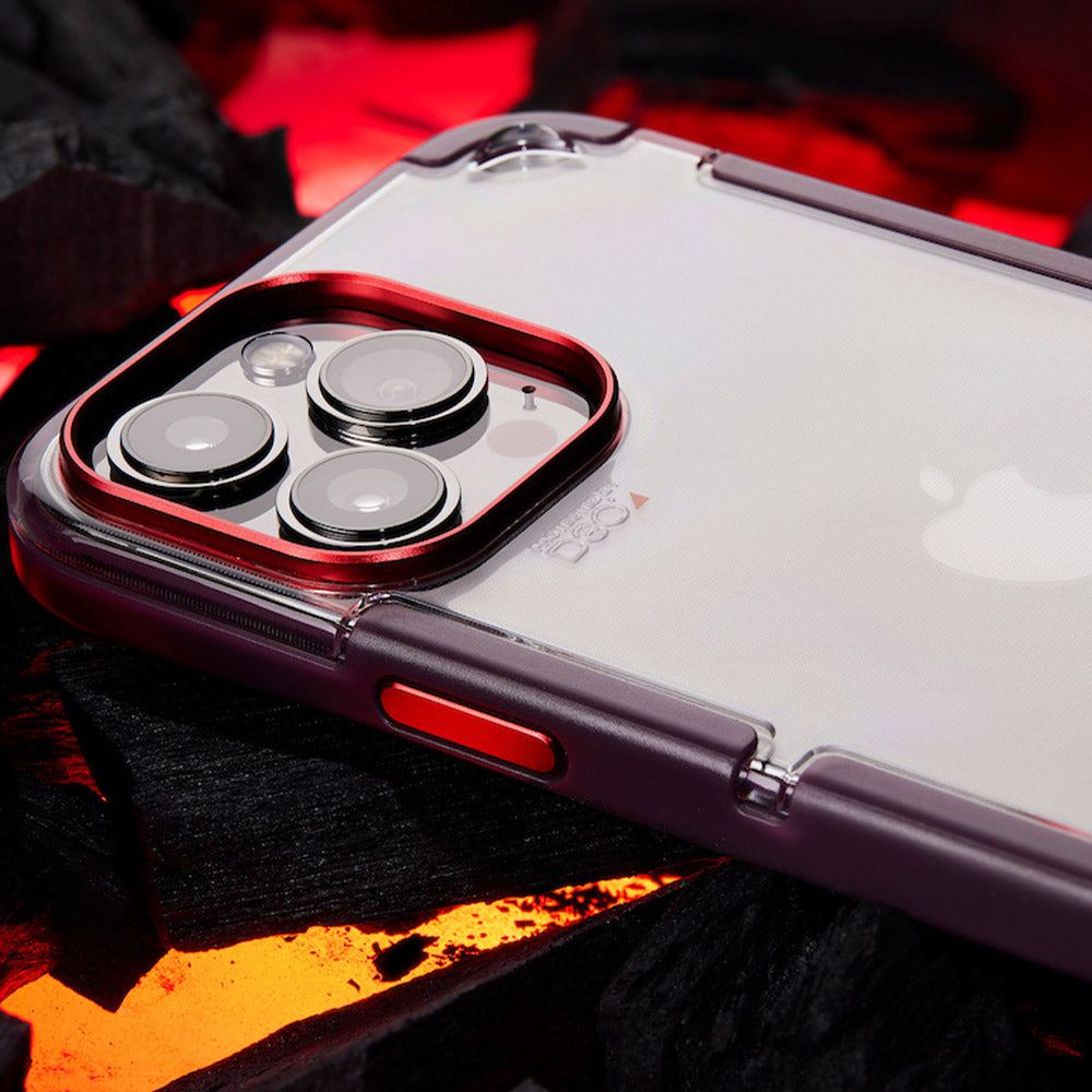 Camera opening and red side button on the EFM Cayman iPhone 13 Pro Thermo Fire case