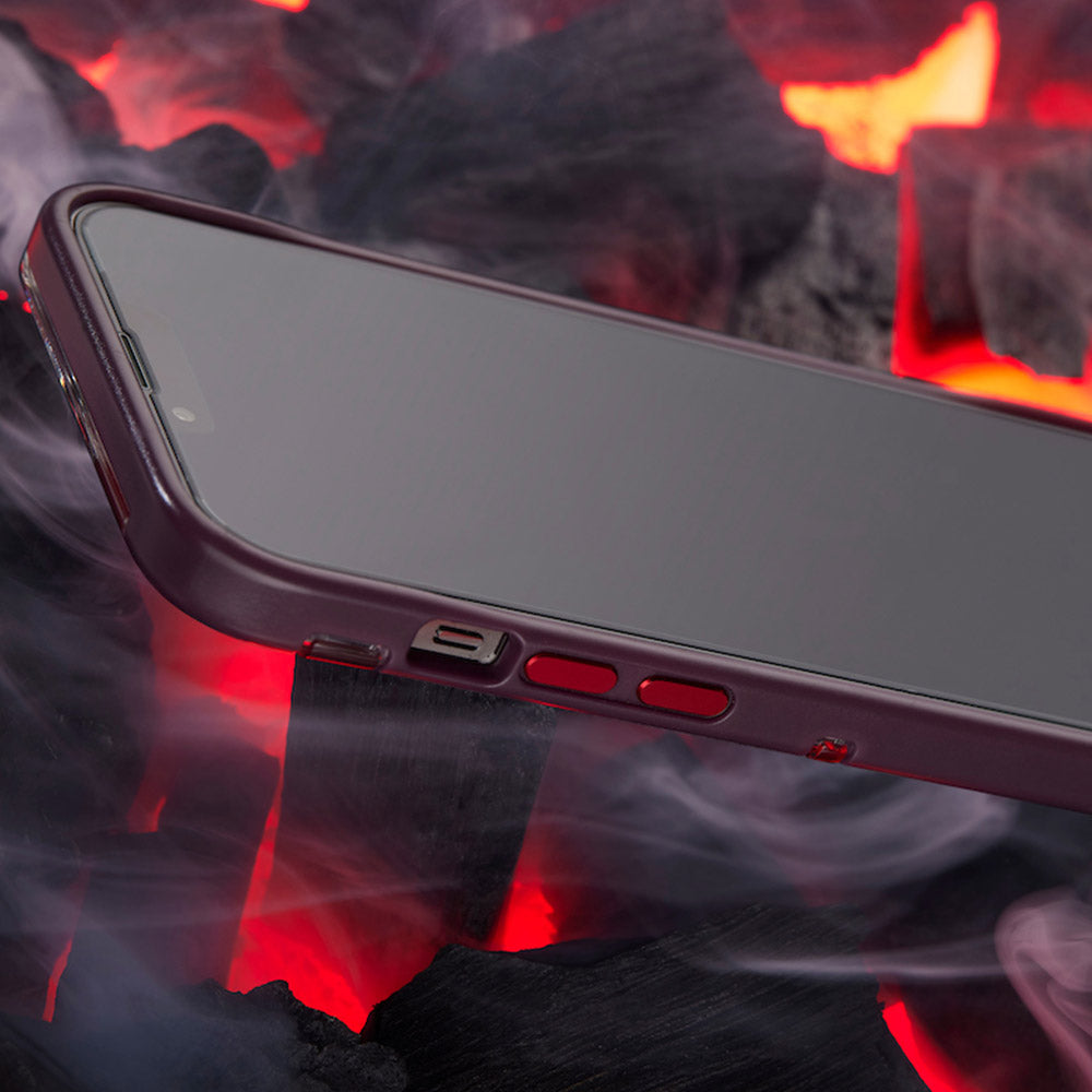 EFM Cayman iPhone 13 Pro Thermo Fire case, front edge and side button detail
