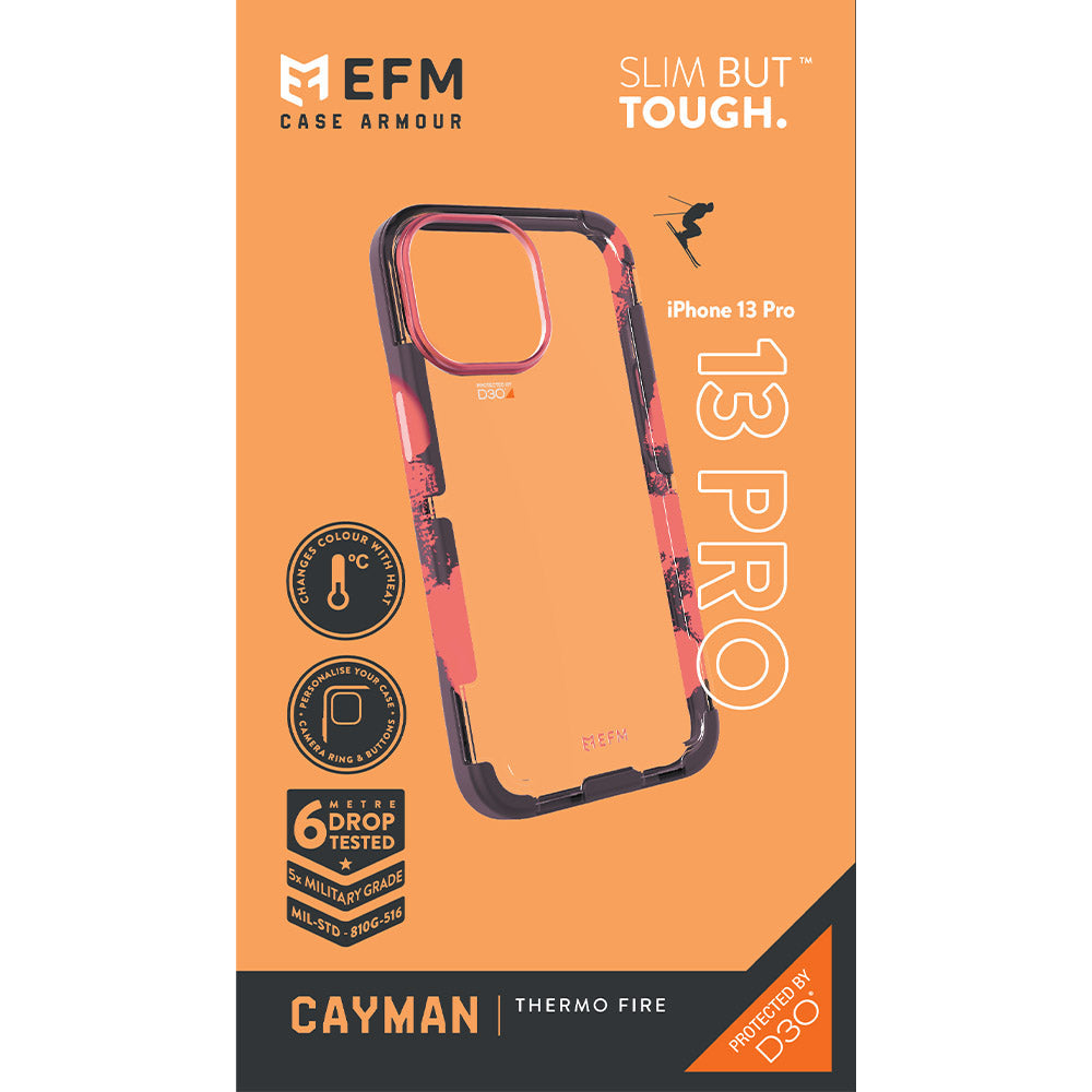 EFM Cayman Thermo Fire case retail packaging labelled iPhone 13 Pro