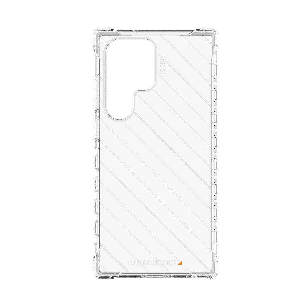 Rear view of the EFM Dakar Crystal Clear case for Samsung Galaxy S23 Ultra