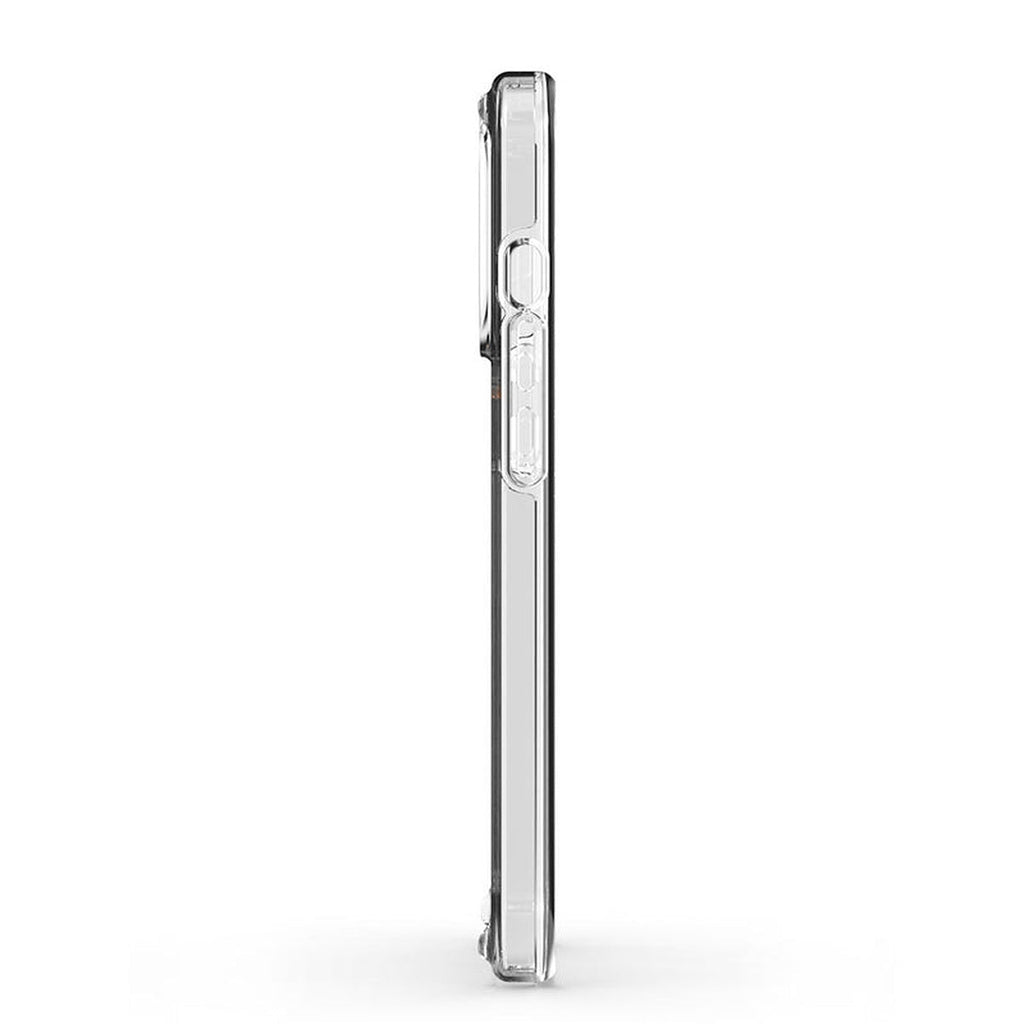 EFM Alaska Clear iPhone 12 and 13 Pro Max case, button side profile