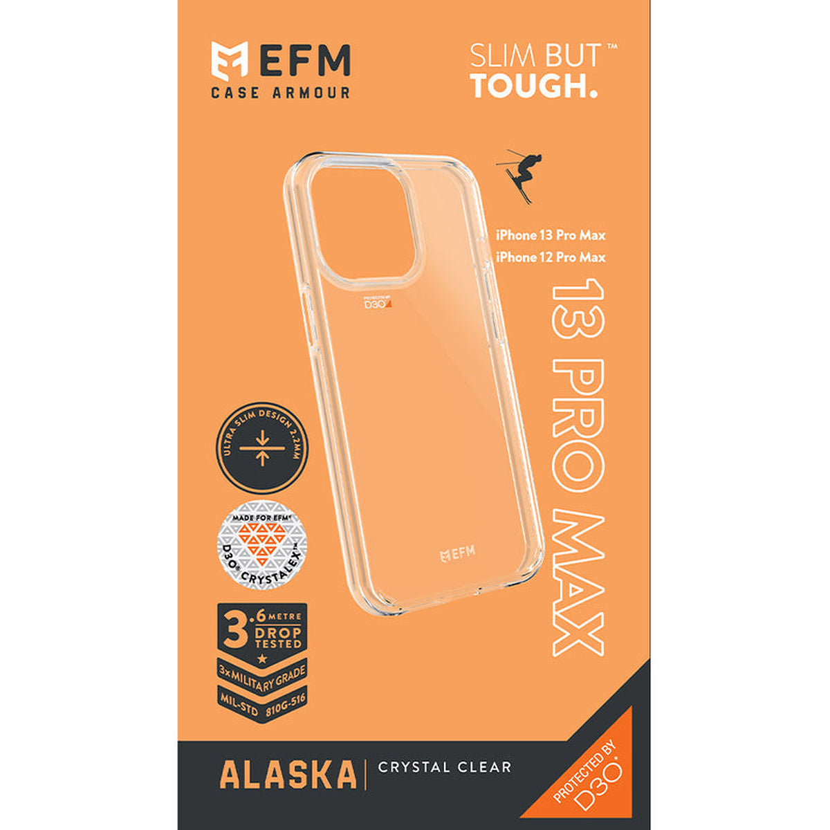 EFM Alaska Clear iPhone 12 and 13 Pro Max case, manufacturer retail packaging