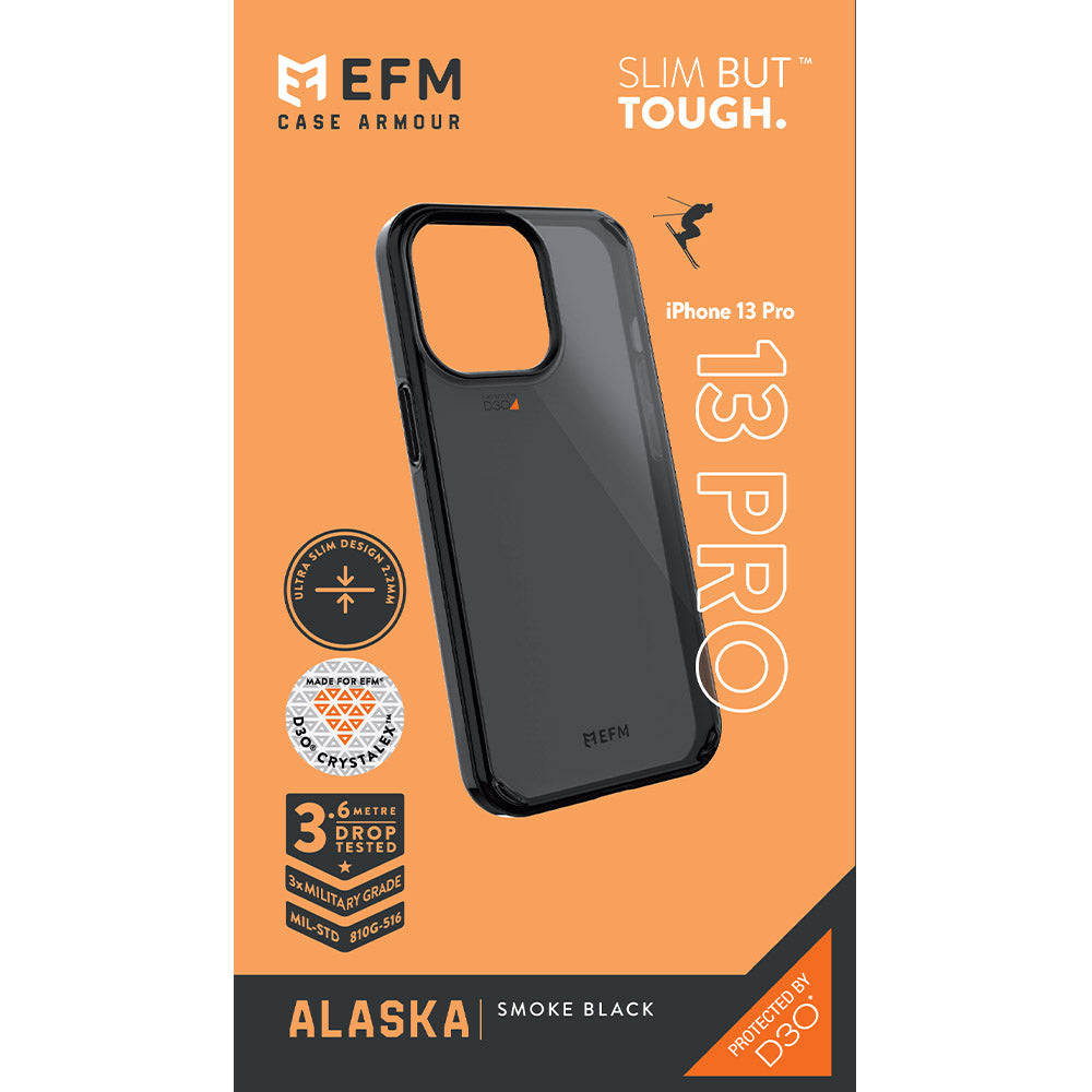 EFM Alaska D3O Crystalex Smoke Black case for iPhone 13 Pro EFCALAE194SMB - Retail packaging