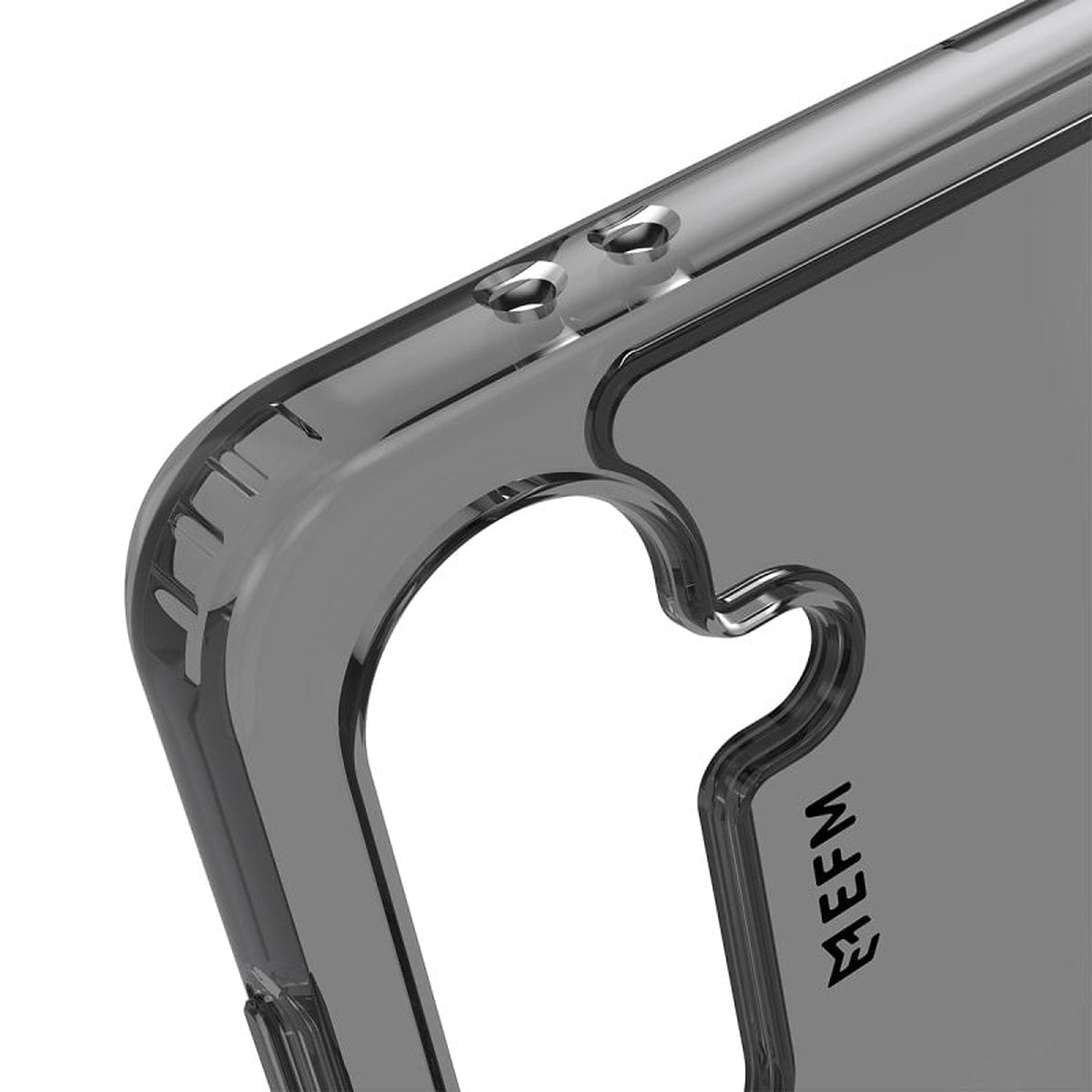 EFM Alaska D3O BIO Samsung Galaxy S24 FE case in Smoke Black, camera corner detail