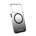 EFM Aspen D3O Bio iPhone 15 Pro Max case in Clear/Black, angled rear view — EFCDUAE608BLA