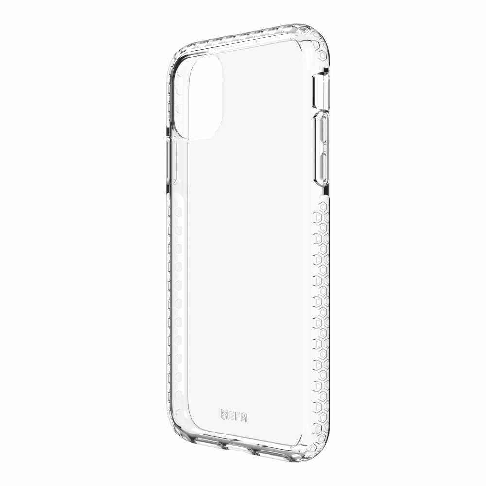 EFM Zurich iPhone 11 Pro case in Crystal Clear, angled rear view — EFCTPAE170CLE