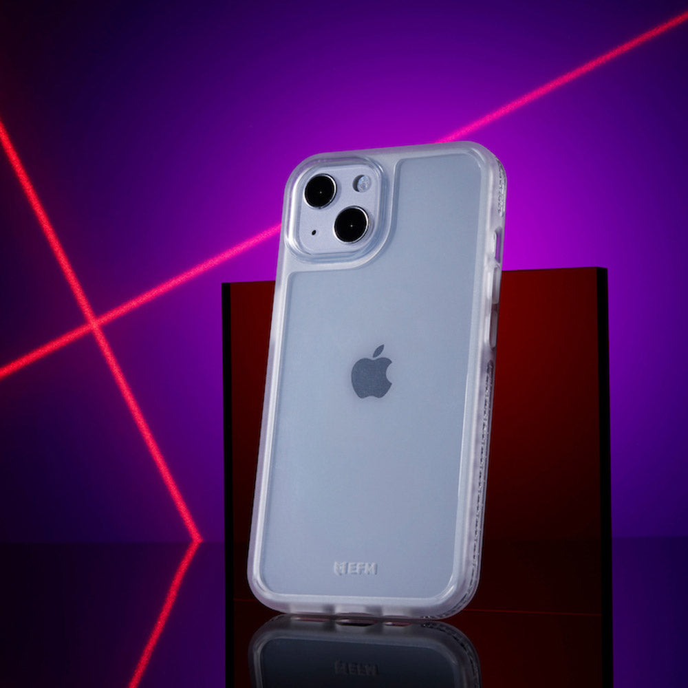 EFM Zurich Frost Clear case for iPhone 13 mini and 12 mini EFCTPAE191FRC - Fitted case in studio setting
