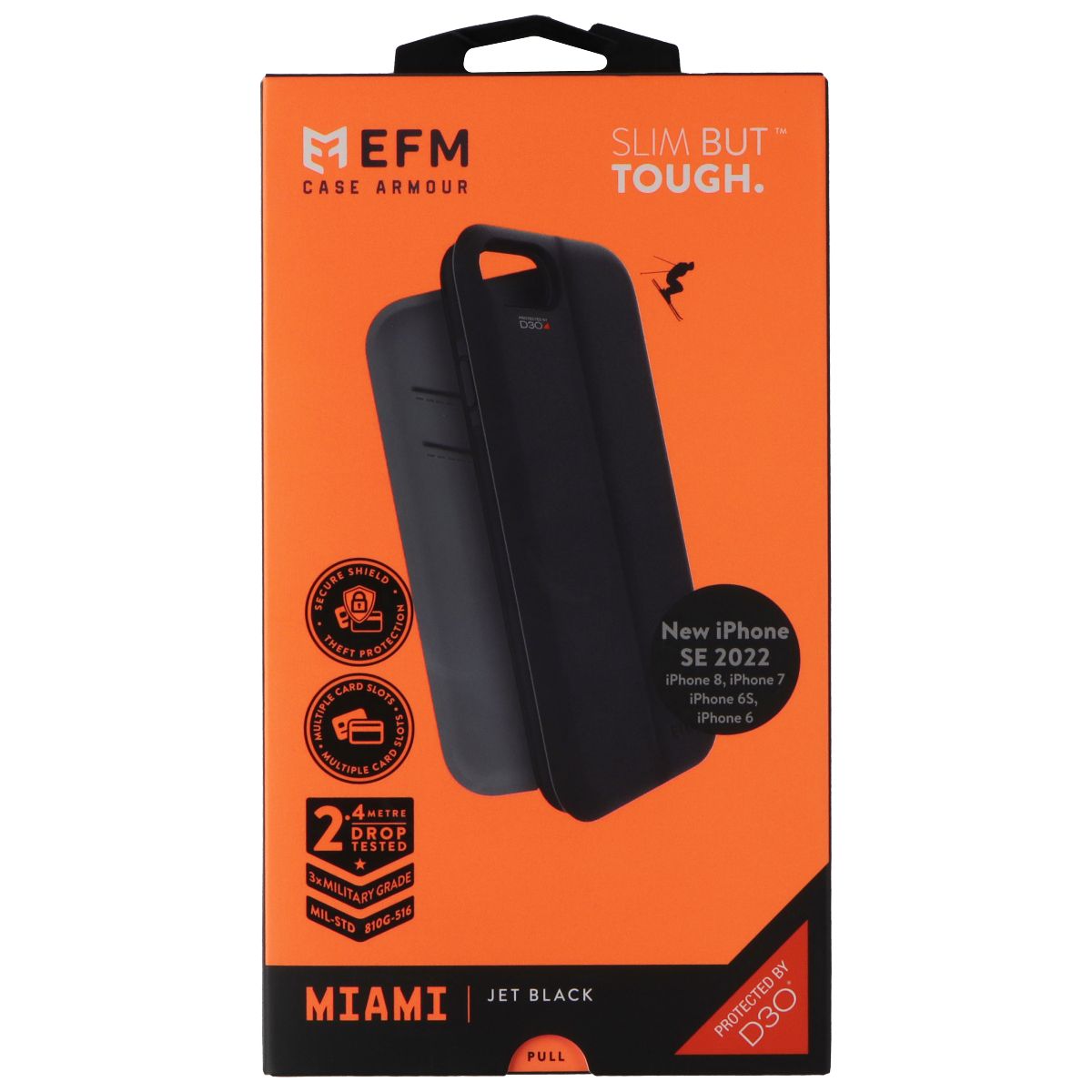 EFM Miami Wallet Case EFCTFAE149JET in Jet Black - retail packaging front