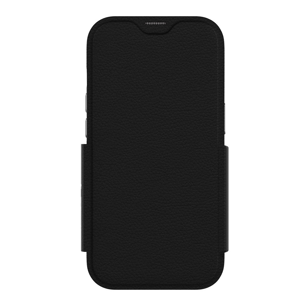 EFM Monaco iPhone 14 Plus case with black ELeather flip cover closed