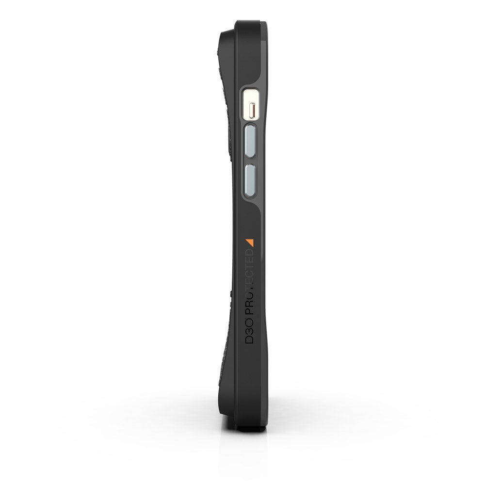 EFM Tokyo Dark Nebula case, side profile showing the volume controls and D3O branding