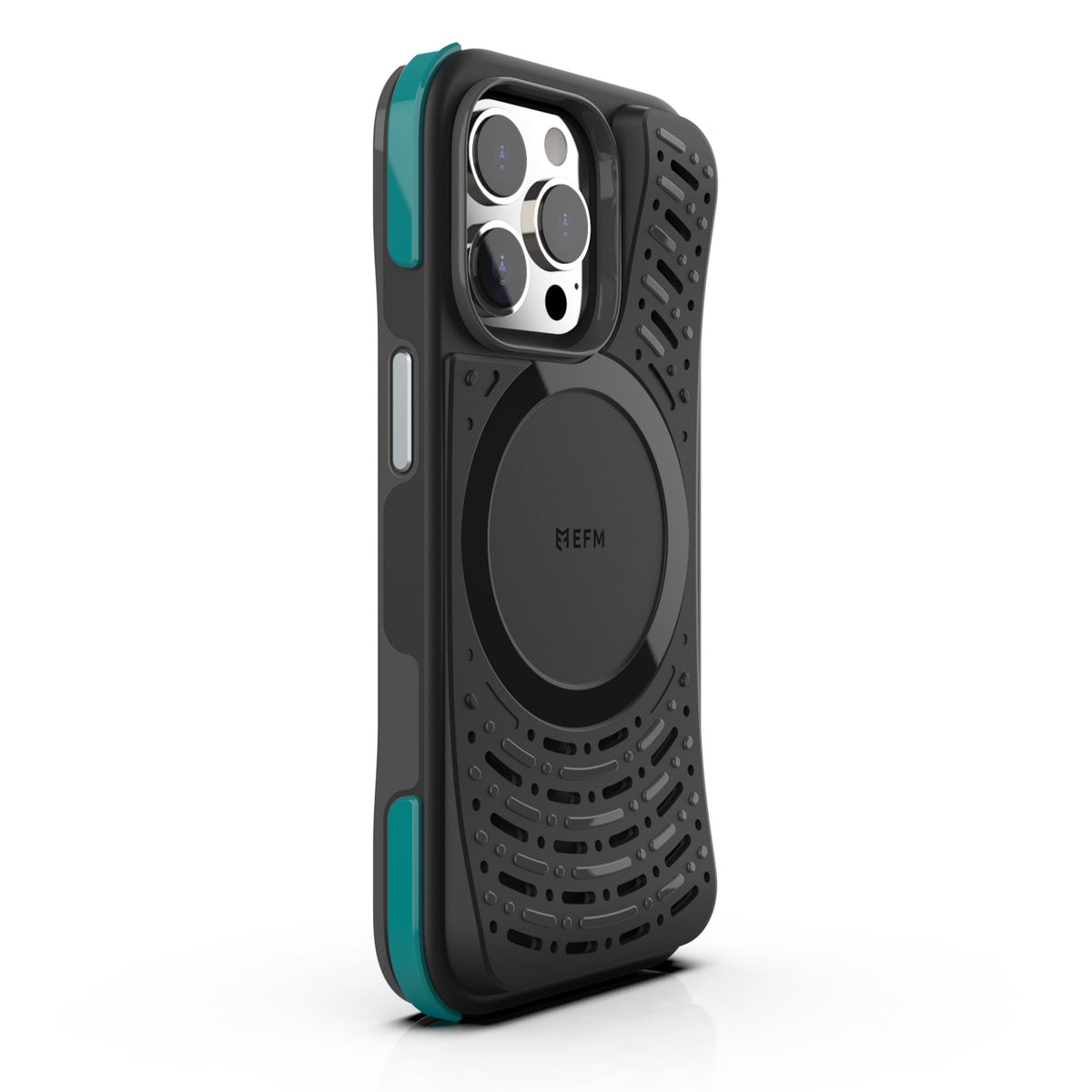 EFM Tokyo Dark Nebula case, rear three-quarter view fitted to iPhone 14 Pro; phone not included