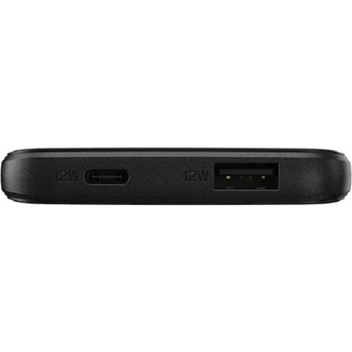 OtterBox 78-80641 5000mAh power bank in Nearly Night Dark Grey, close-up of USB-A and USB-C charging ports