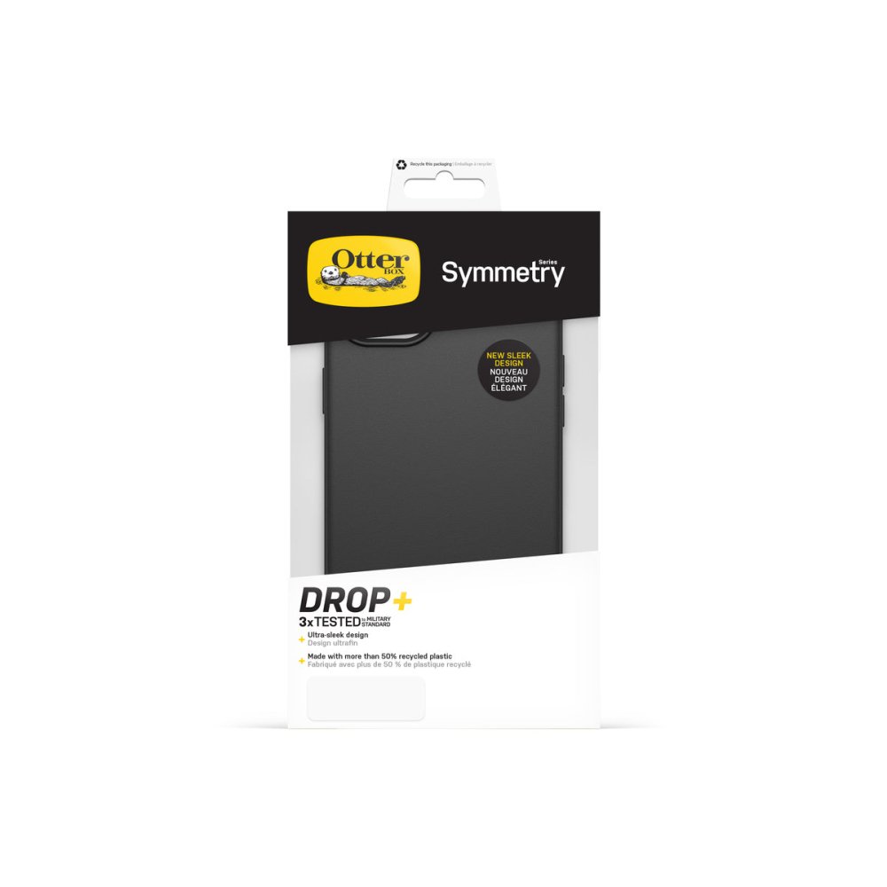 OtterBox Symmetry case for iPhone 14 Plus in black, retail packaging