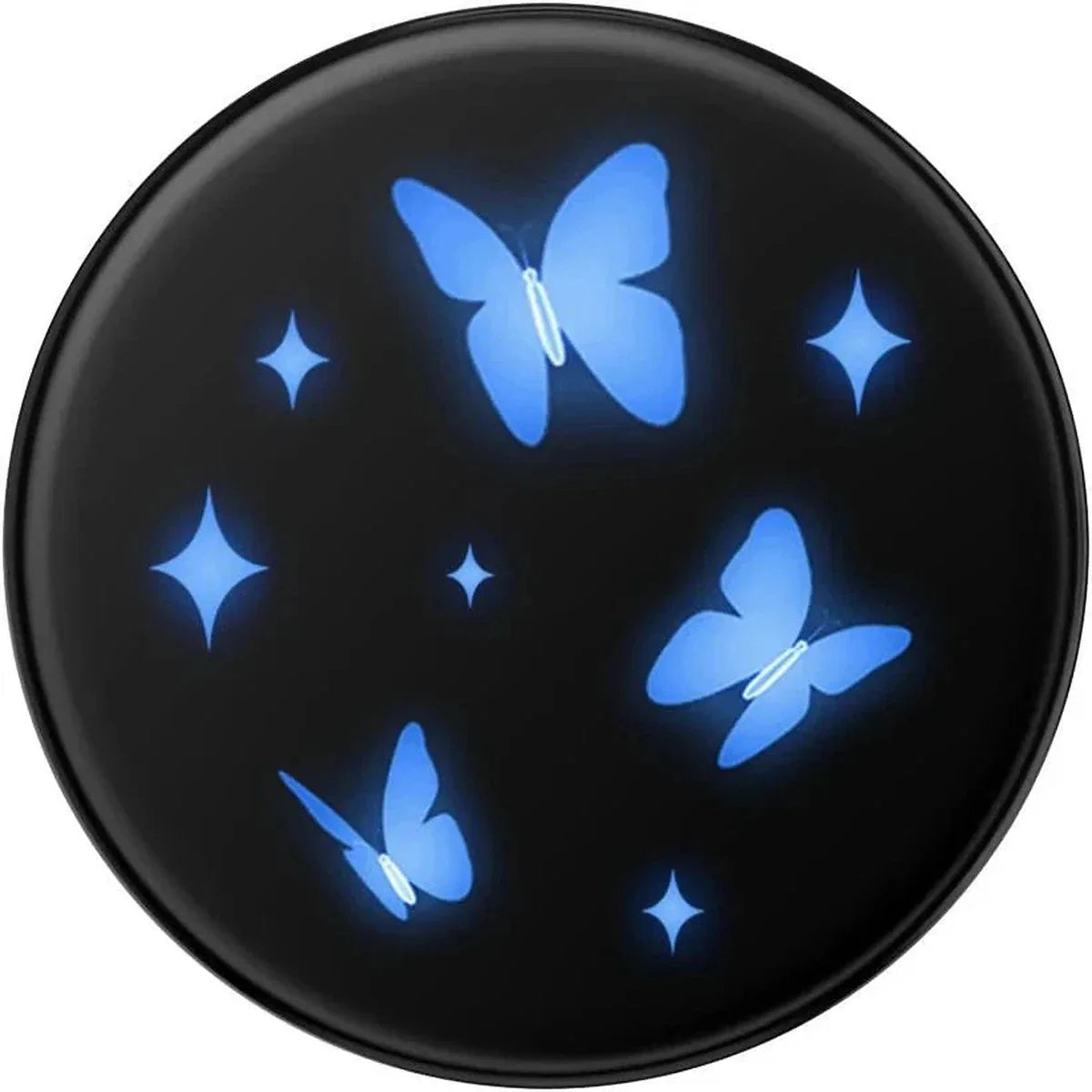 PopSockets Moon Flutters 806702 blue butterfly design on black top